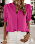 Aria | Elegante Bluse mit V-Ausschnitt und Puffärmeln – Damenbluse für festliche Anlässe 0