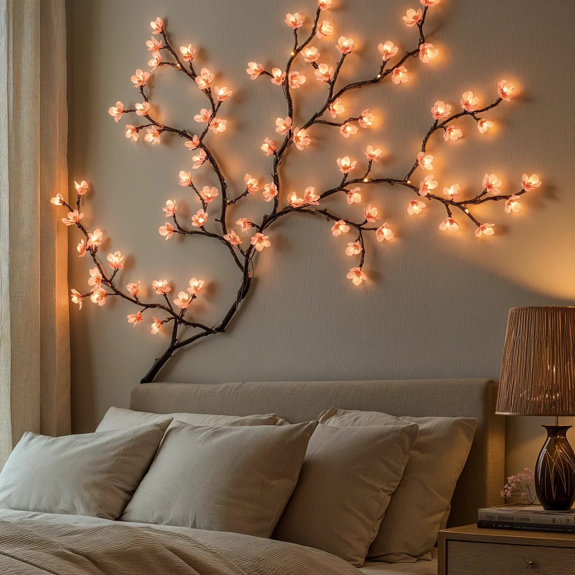 Blütenzauber LED-Lichterkette – Kirschblüten, Rosa für Innenräume