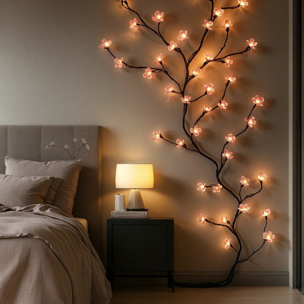 Blütenzauber LED-Lichterkette – Kirschblüten, Rosa für Innenräume