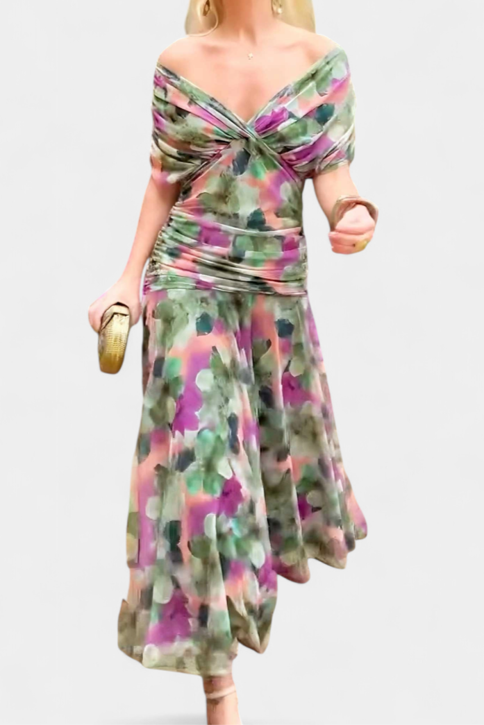 Jovita | Elegantes Maxikleid für Festliche Anlässe – Kunstvoller Blumendruck & Fließende Maxilänge 7