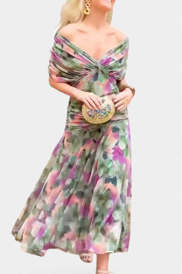 Jovita | Elegantes Maxikleid für Festliche Anlässe – Kunstvoller Blumendruck & Fließende Maxilänge 8