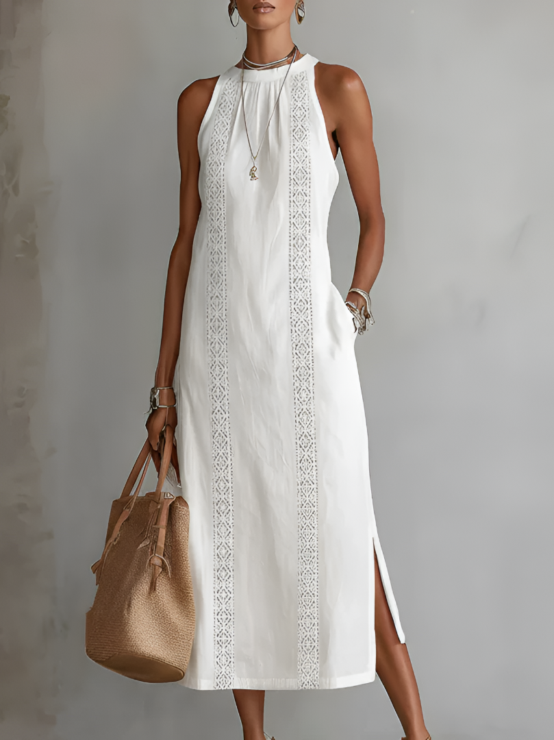 Lyra | Elegantes Midikleid aus Baumwoll-Leinen-Mischgewebe 0