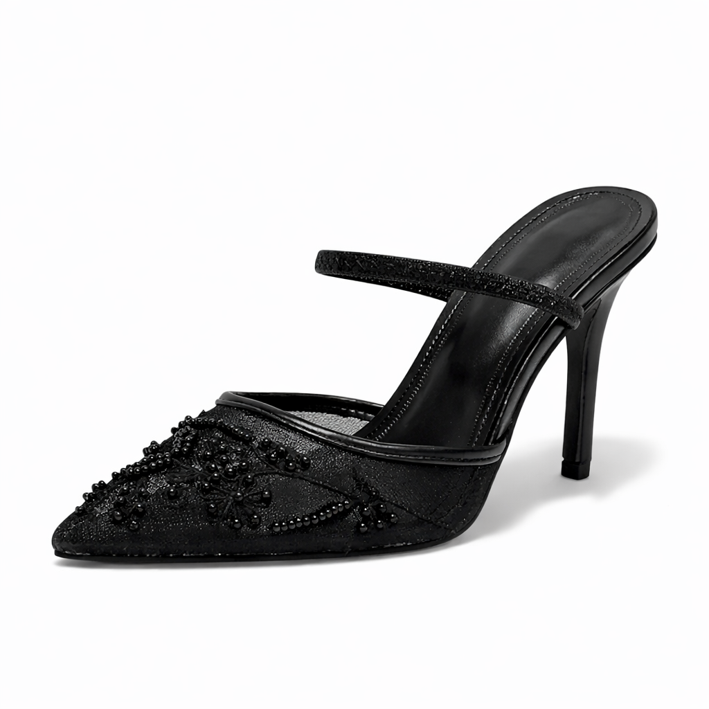 Mia – Bestickte Slingpumps Mesh Spitzpumps Elegant