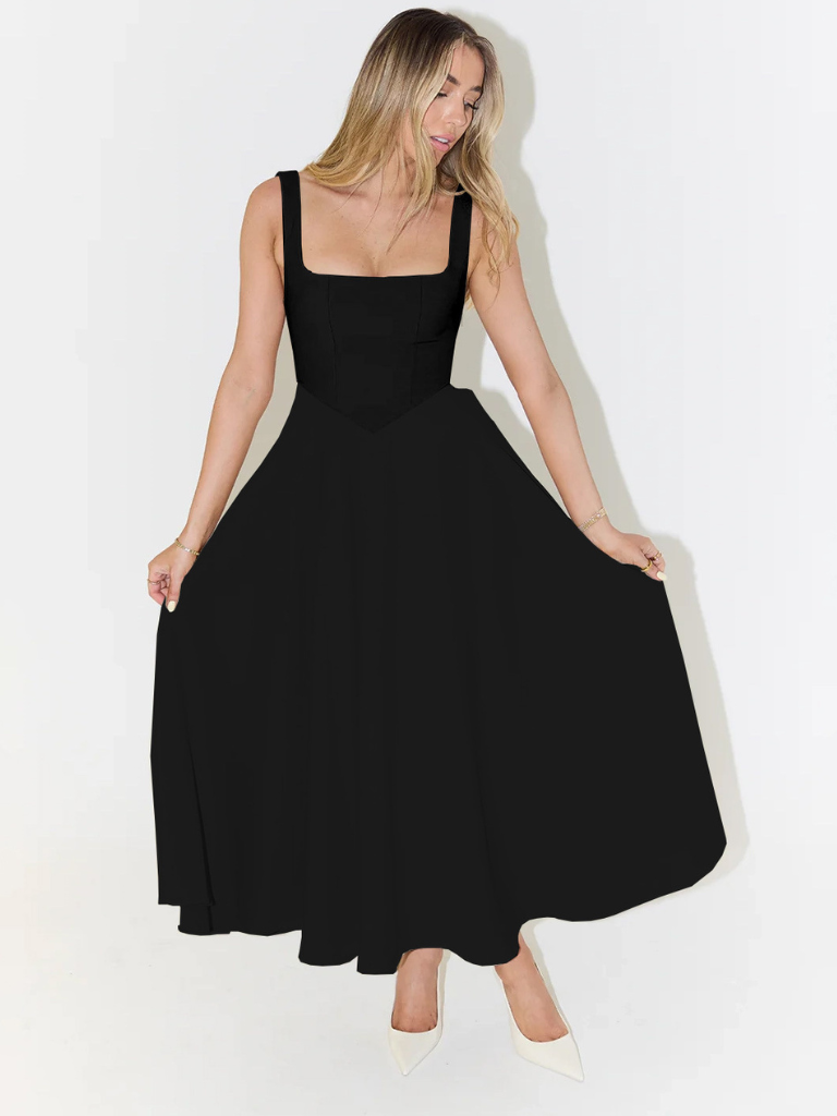 Miora | Elegantes Midi Kleid mit Eckigem Ausschnitt 0