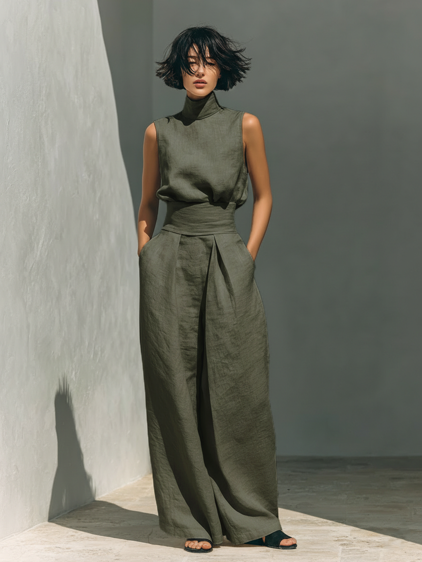 Mira | Minimalistisches Damen Set aus Baumwoll-Leinen 2