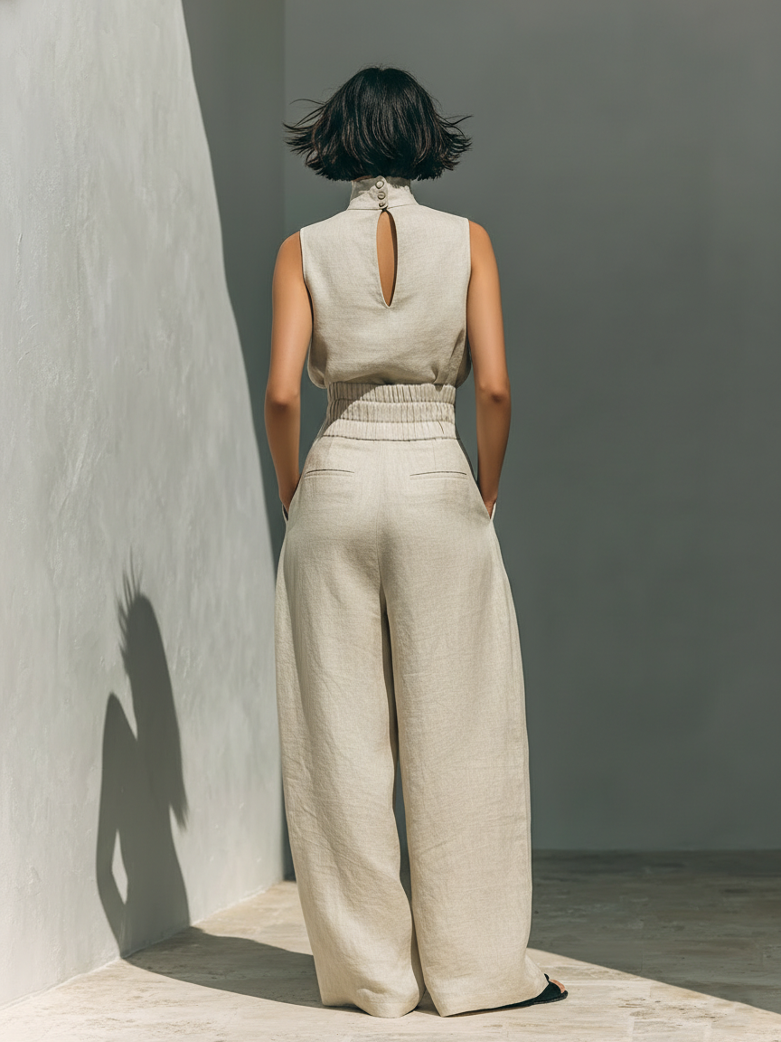 Mira | Minimalistisches Damen Set aus Baumwoll-Leinen 4
