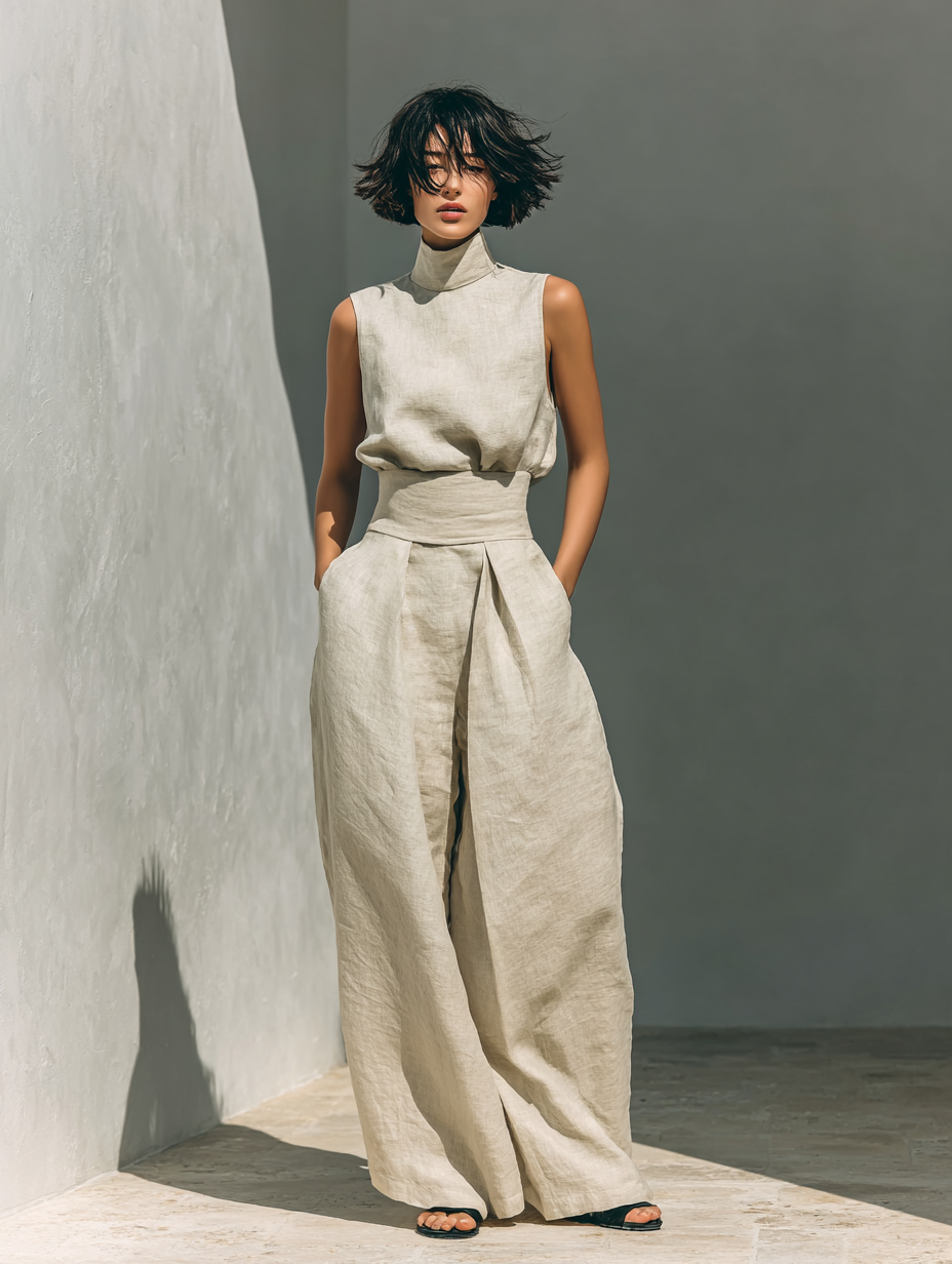 Mira | Minimalistisches Damen Set aus Baumwoll-Leinen 7
