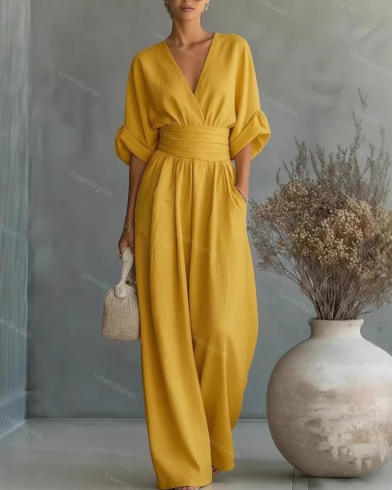 Rosa | Eleganter V-Ausschnitt Jumpsuit Damen – Stilvoll &amp; Feminine Passform für Anlässe 10