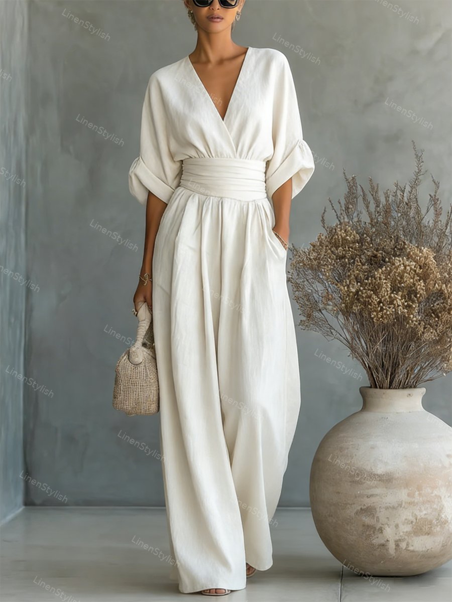 Rosa | Eleganter V-Ausschnitt Jumpsuit Damen – Stilvoll &amp; Feminine Passform für Anlässe 2