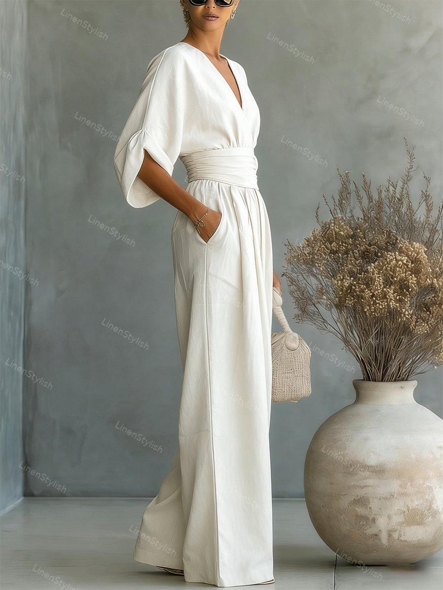 Rosa | Eleganter V-Ausschnitt Jumpsuit Damen – Stilvoll &amp; Feminine Passform für Anlässe 5