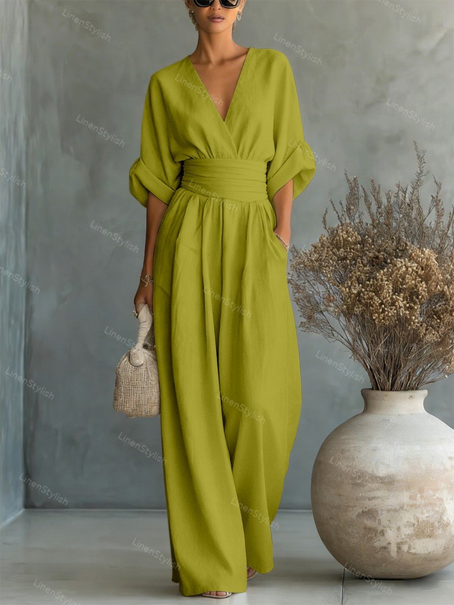 Rosa | Eleganter V-Ausschnitt Jumpsuit Damen – Stilvoll &amp; Feminine Passform für Anlässe 6