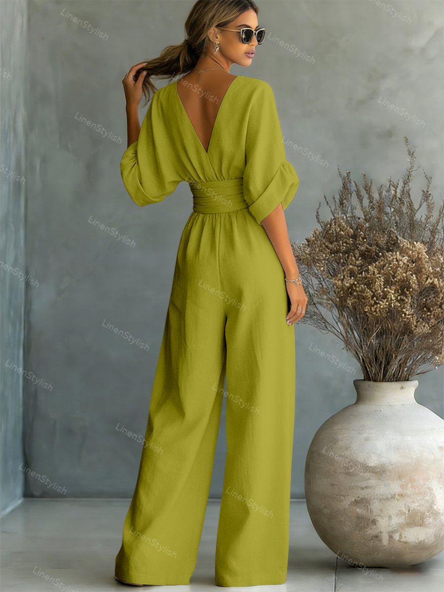 Rosa | Eleganter V-Ausschnitt Jumpsuit Damen – Stilvoll &amp; Feminine Passform für Anlässe 7