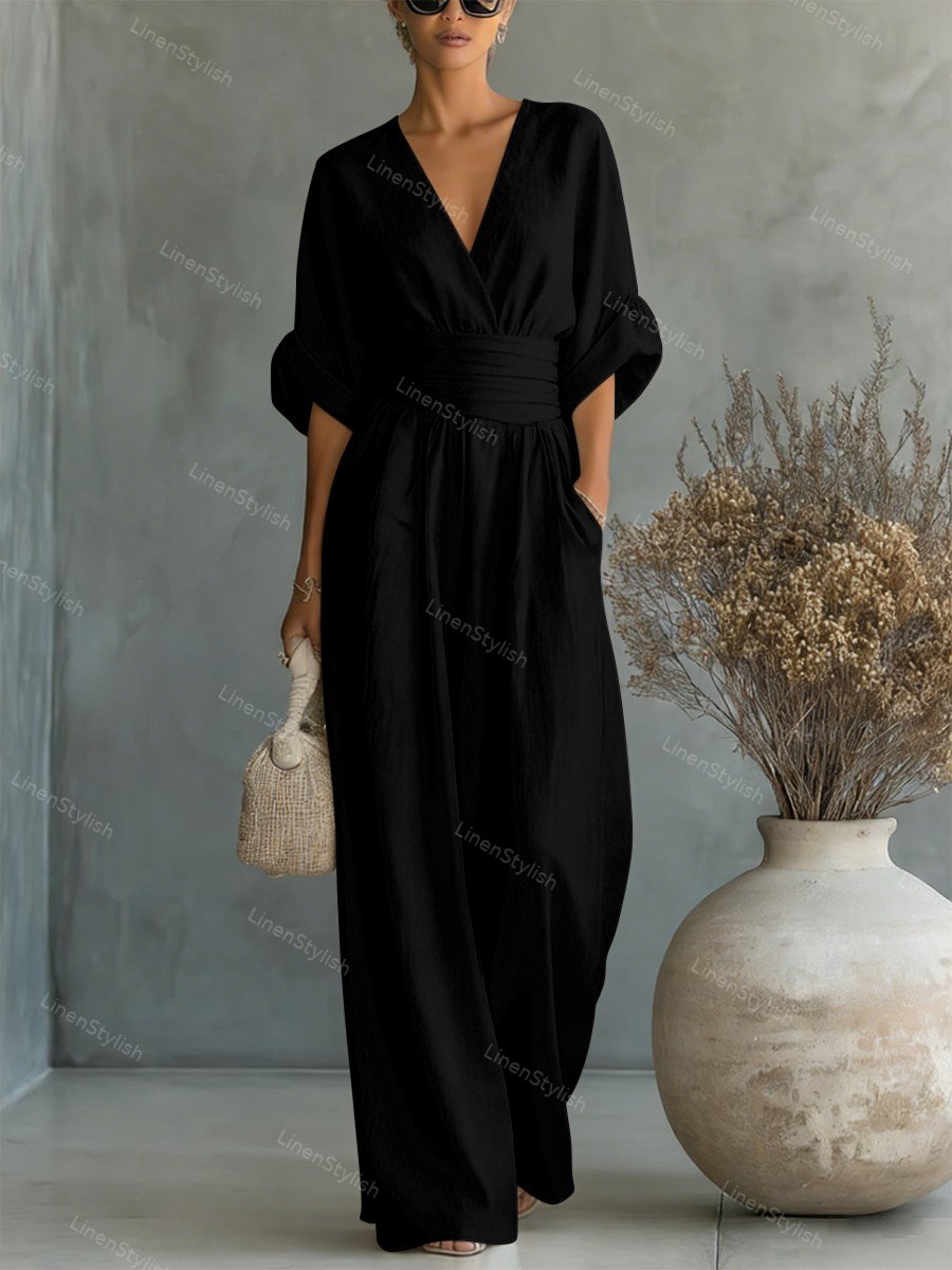 Rosa | Eleganter V-Ausschnitt Jumpsuit Damen – Stilvoll &amp; Feminine Passform für Anlässe 8